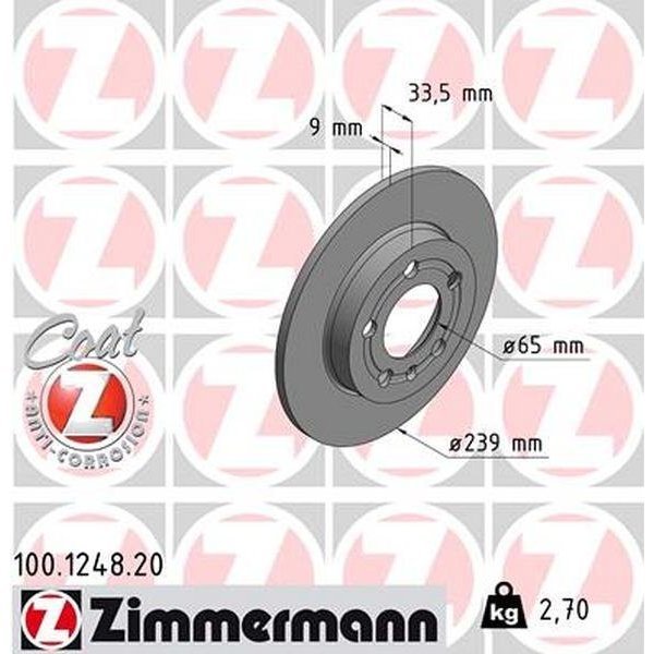 Zimmermann BRAKE DISC - STANDARD/COATED 100.1248.20